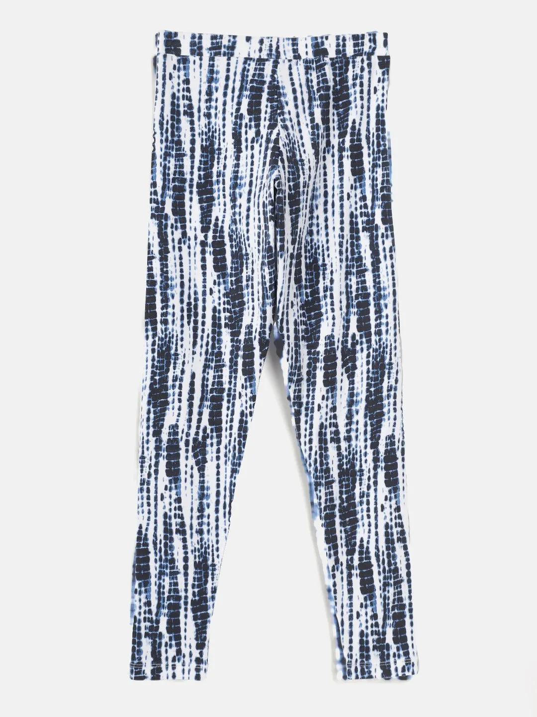 Girls Blue & White Tie-Dye Leggings