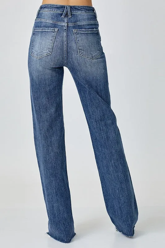 High Rise Long Inseam Straight Jeans