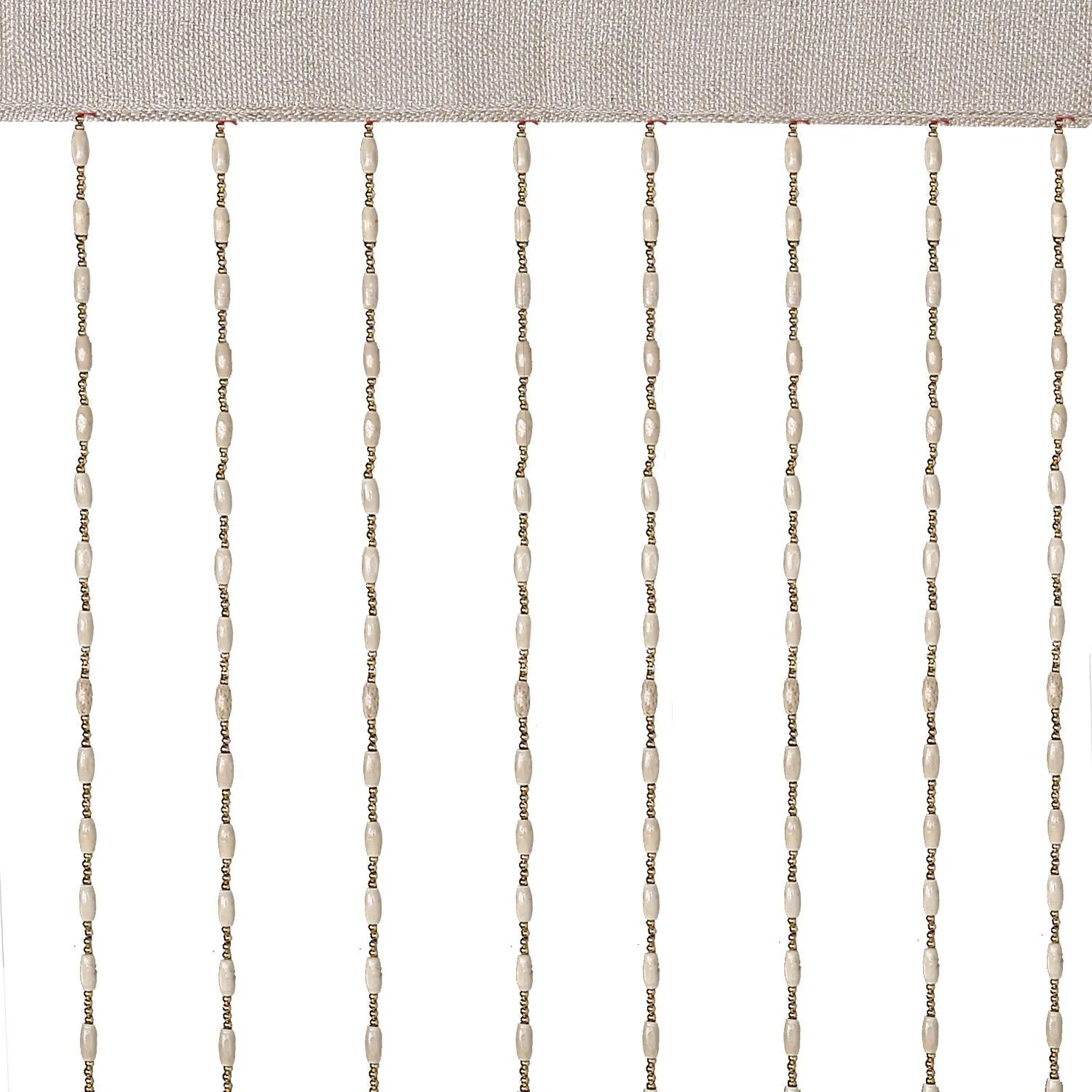 Kuber Industries 2 Pieces Strings Wooden Bead Curtain Fancy Sparkling Door Window String Wooden Beads Thread Sheer Shear Rod Room Hanging Solid,7 x 4 Ft(Cream) - CTKTC045868
