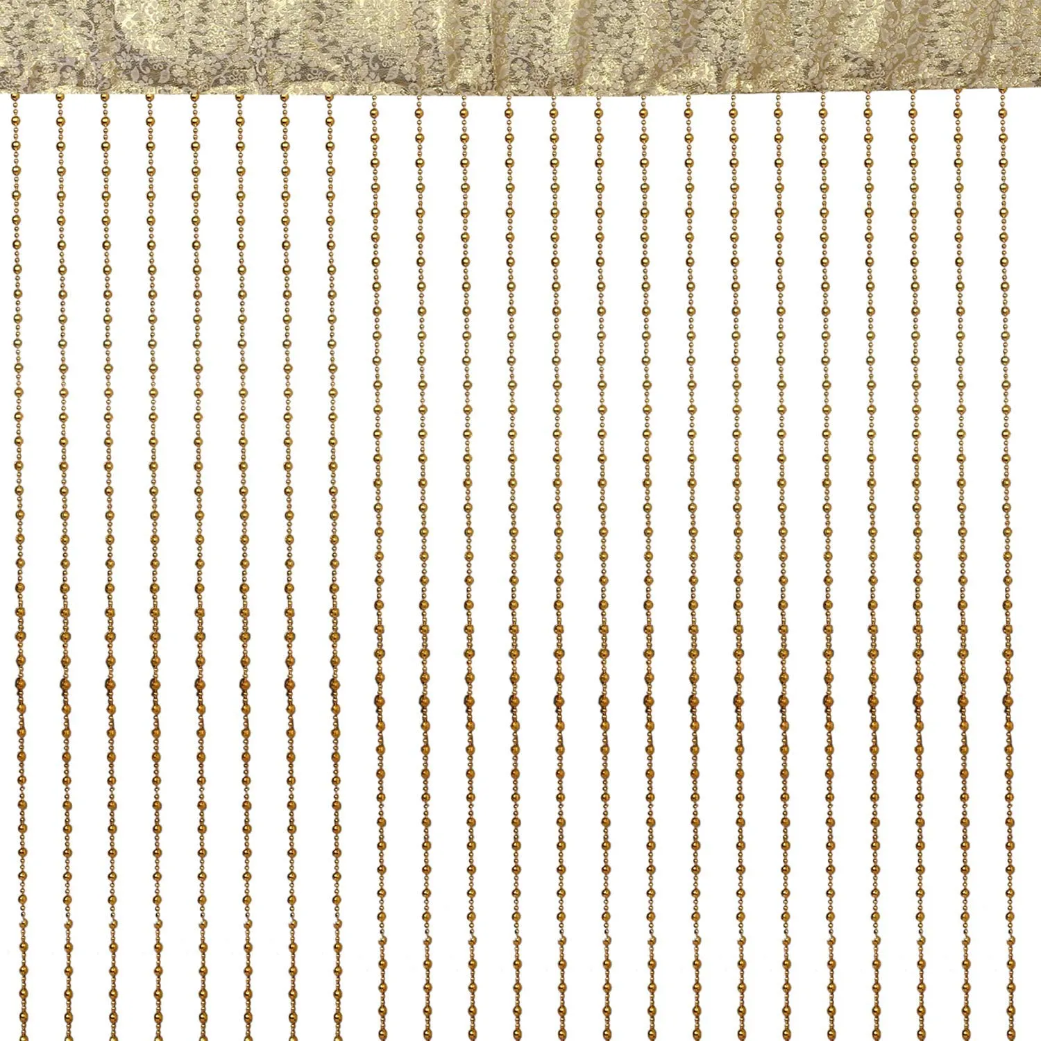 Kuber Industries Plastic Solid Bead Fancy Sparkling Door Window Shear Rod Thread Sheer Hanging String Curtain (CTKTC045871, Gold, 7 x 4 ft),Rod Pocket Curtains