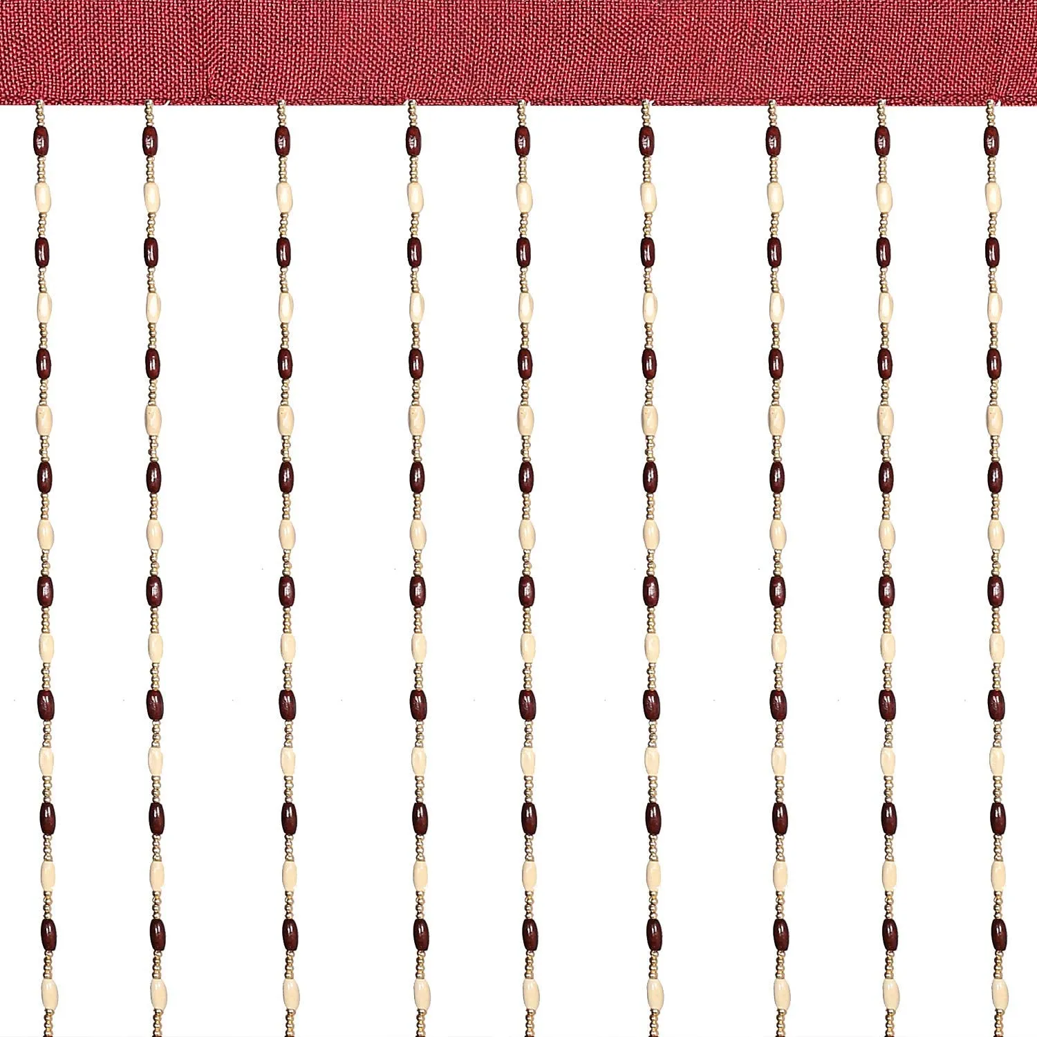 Kuber Industries Wooden Sparkling Beaded String Shear Hanging Door Curtain 7 Feet (Maroon) -CTKTC012747
