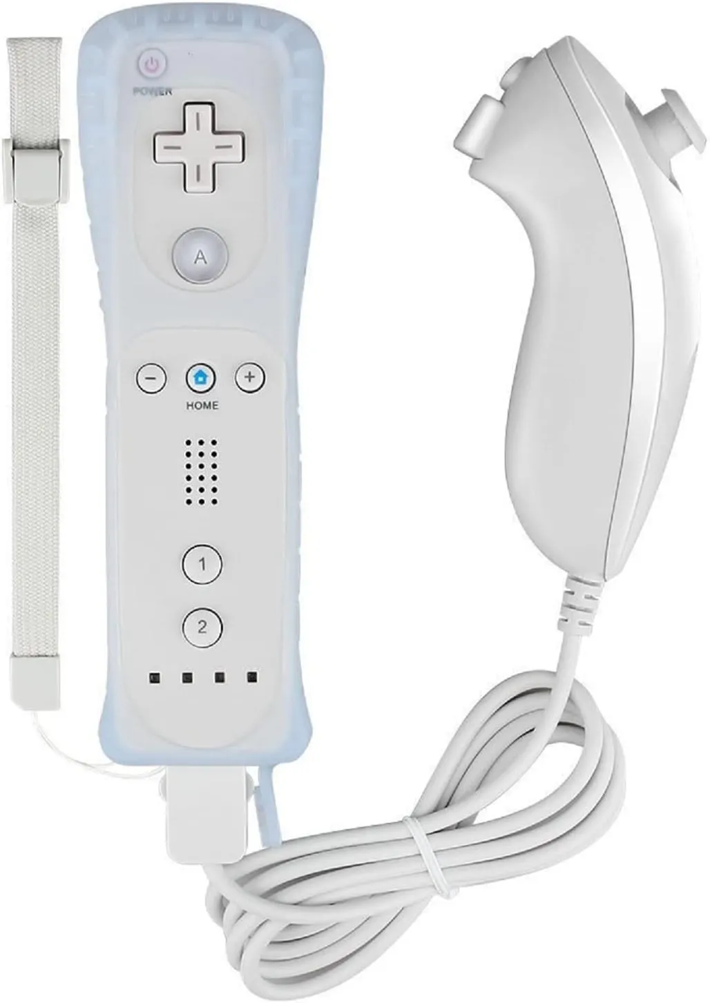 Lyyes Remote Controller for Wii, Wii Remote and Nunchuck Controllers with Silicon Case and Strap for Wii and Wii U (White)