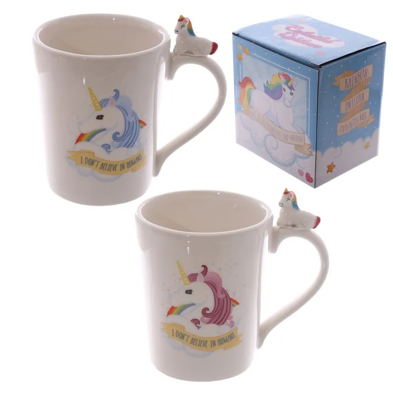 Magical Horse Mug I Dont Believe In Humans Office Coffee Milk Mug 3D Quirky Rainbow Unicorn Mug Cup For Kid