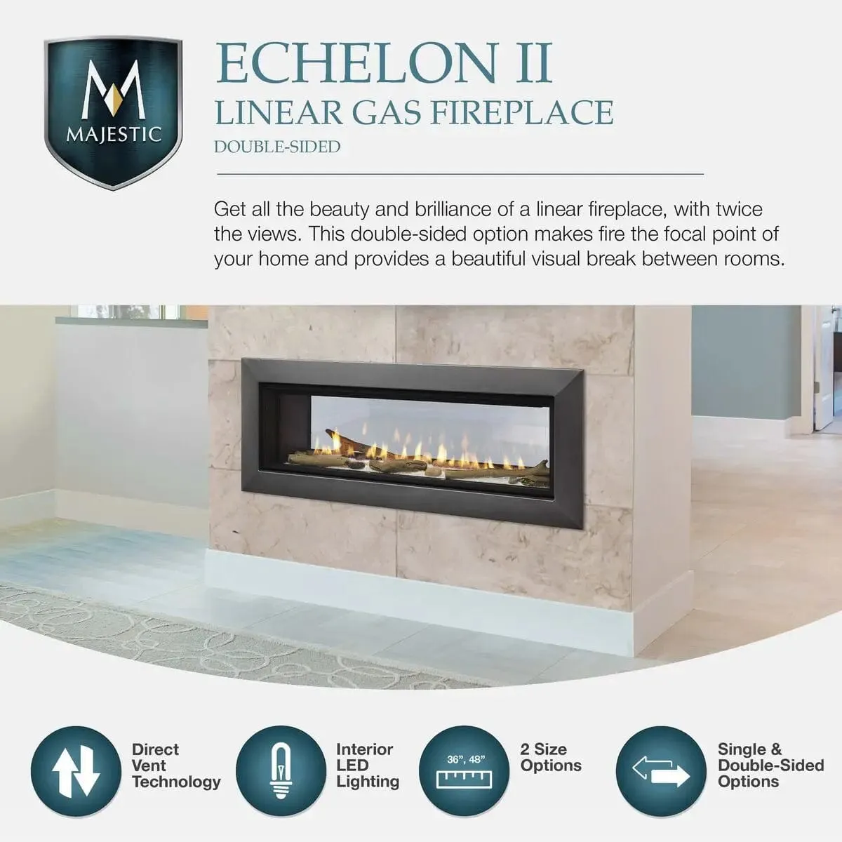 Majestic Echelon II See-Through 48" Direct Vent Gas Fireplace ECHEL48STIN-C