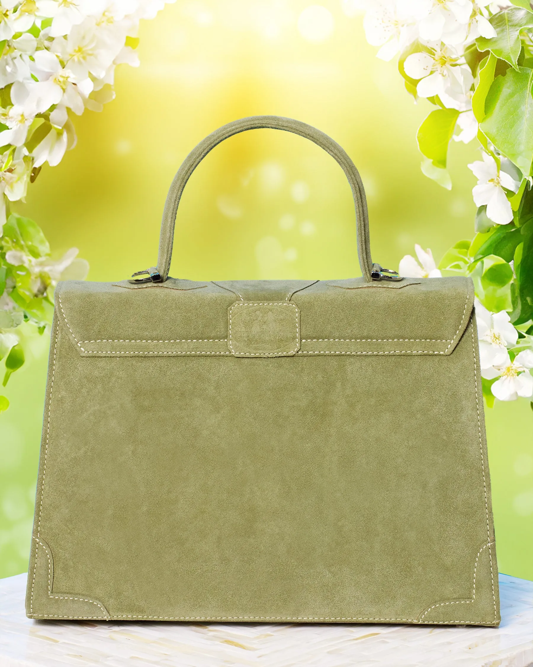 Marquise Paris Le Perdreau Top Handle Shoulder Bag in Moss Green