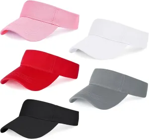 Marrywindix 5 Pieces Sport Wear Athletic Visor Sun Sports Visor Hat Visor Adjustable Cap for Women and Men (One Size)