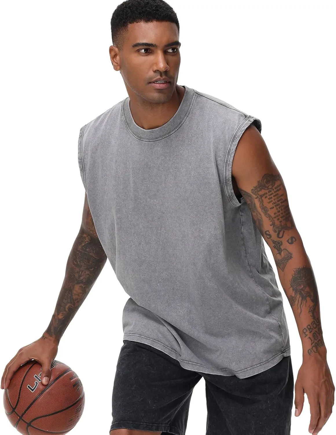 Mens Cotton Sleeveless Tank Tops Cut Off Muscle Gym T Shirts Running Beach Loose Fit Tees