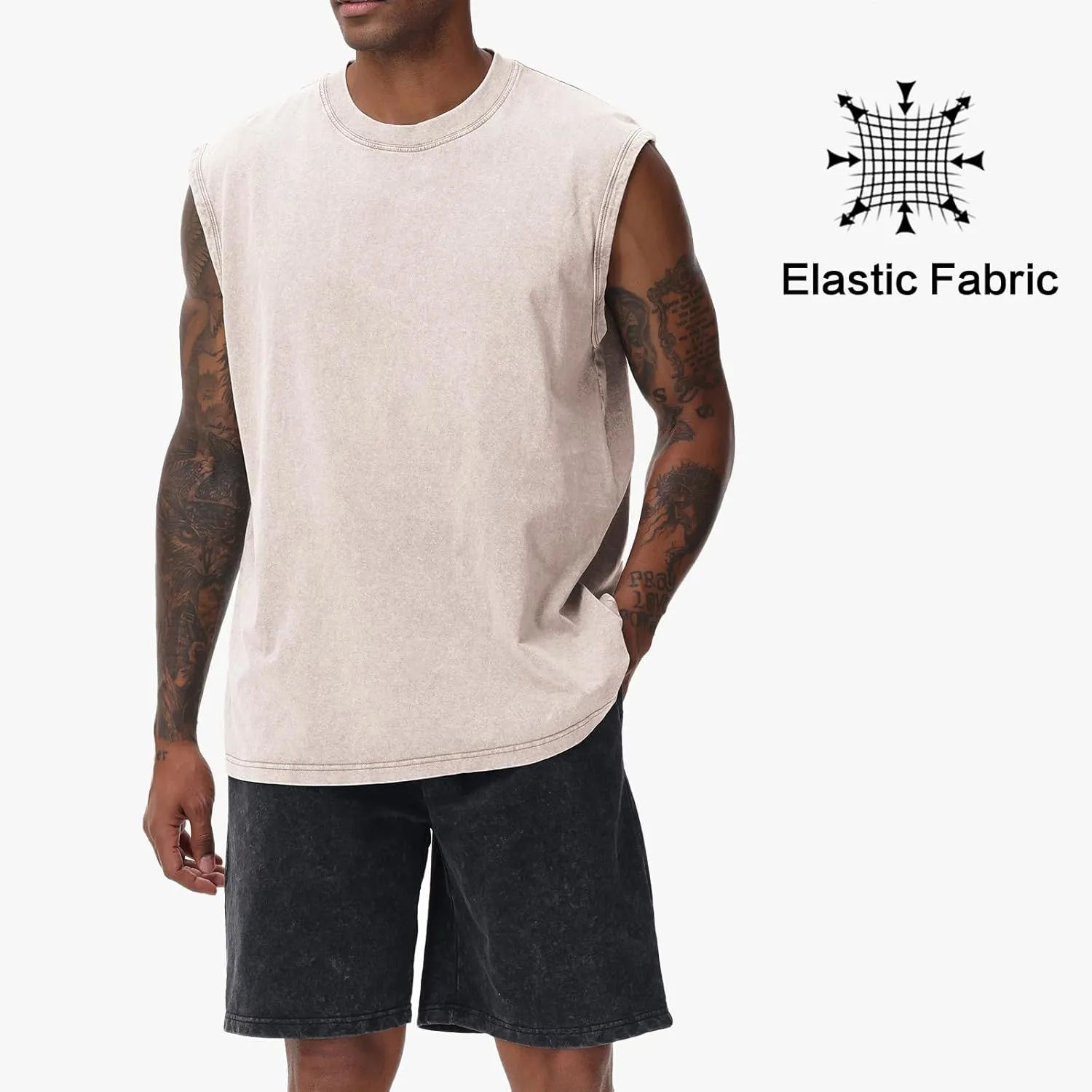 Mens Cotton Sleeveless Tank Tops Cut Off Muscle Gym T Shirts Running Beach Loose Fit Tees