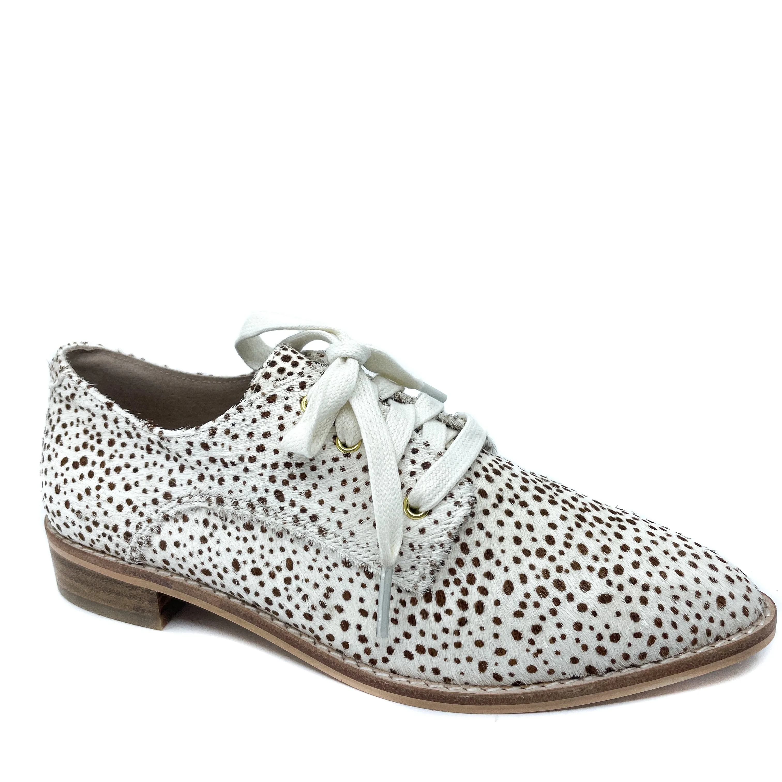 Nude Delilah Tan Spot Lace Up Derby
