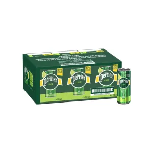 Perrier Lime Sparkling Water Pack – 330ml Cans (Pack of 24) – Refreshing Natural Beverage