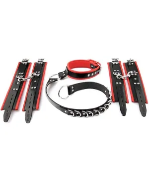 Rouge Leather Adjustable D Ring Hogtie - Black And Red