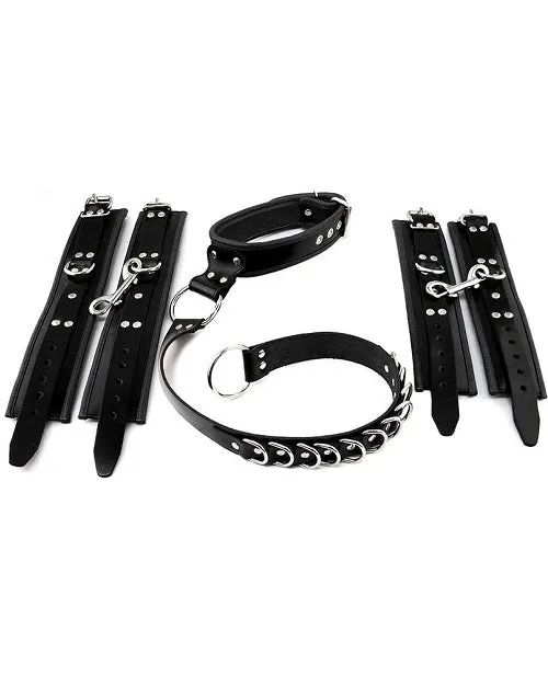 Rouge Leather Adjustable D Ring Hogtie - Black