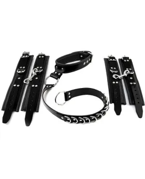 Rouge Leather Adjustable D Ring Hogtie - Black