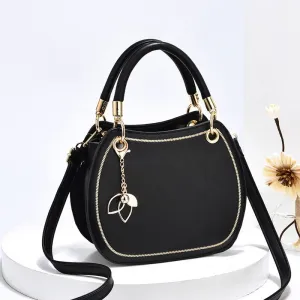 Saddle Shape Flower Pendant Leather Handbags