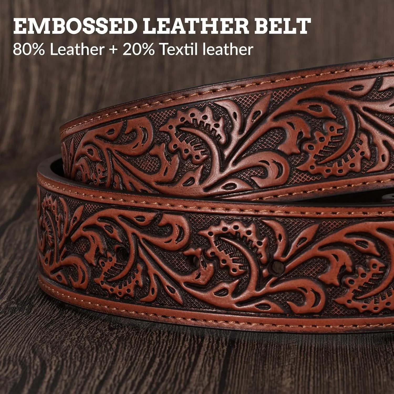 SANSTHS Cowboy Western Belts for Men Women Western Cowboy Buckle Belt Country Cowgirl Mens Leather Belt for Jeans Gifts