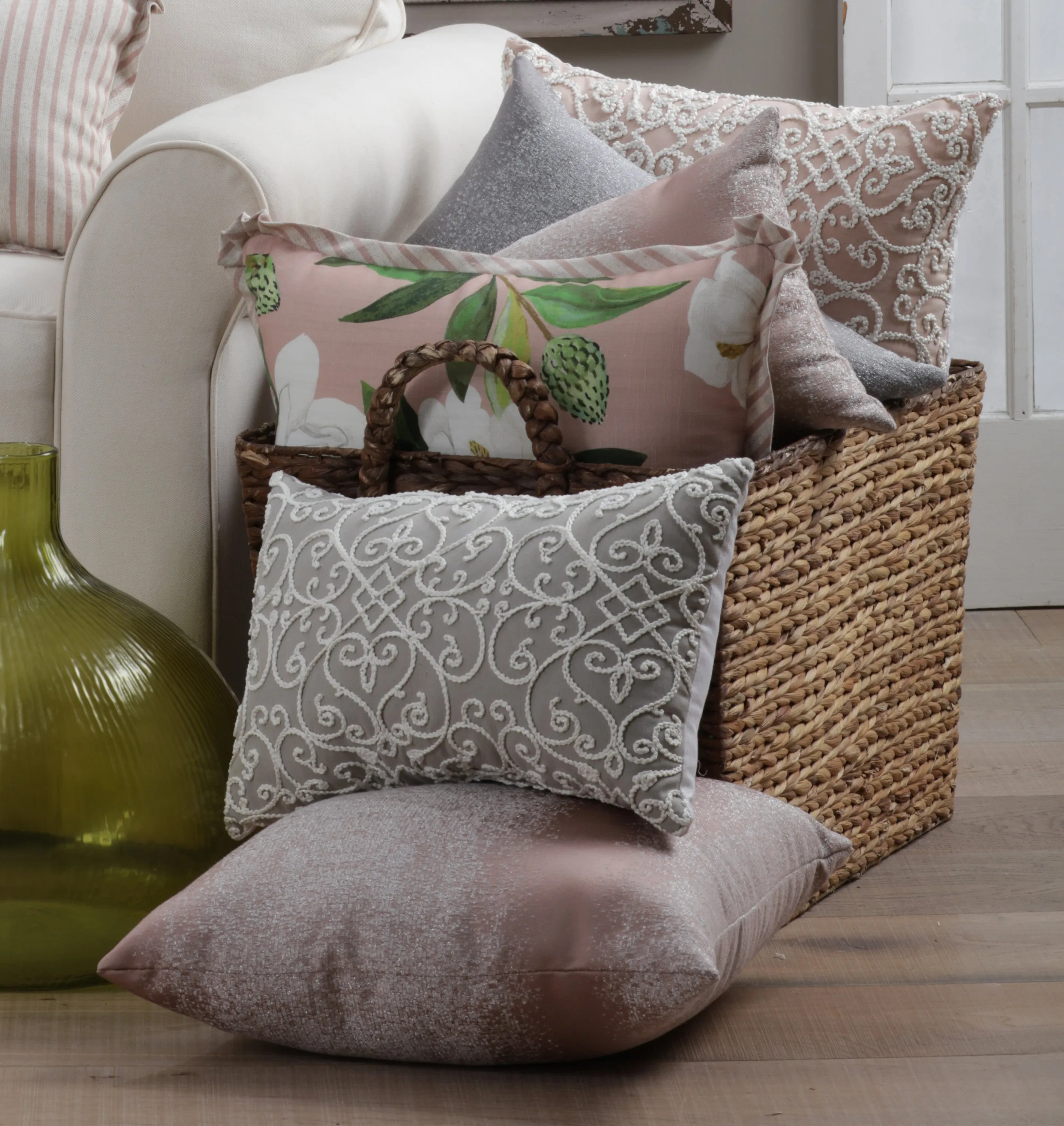 Serafina Dusty Rose Rectangular Throw Pillow