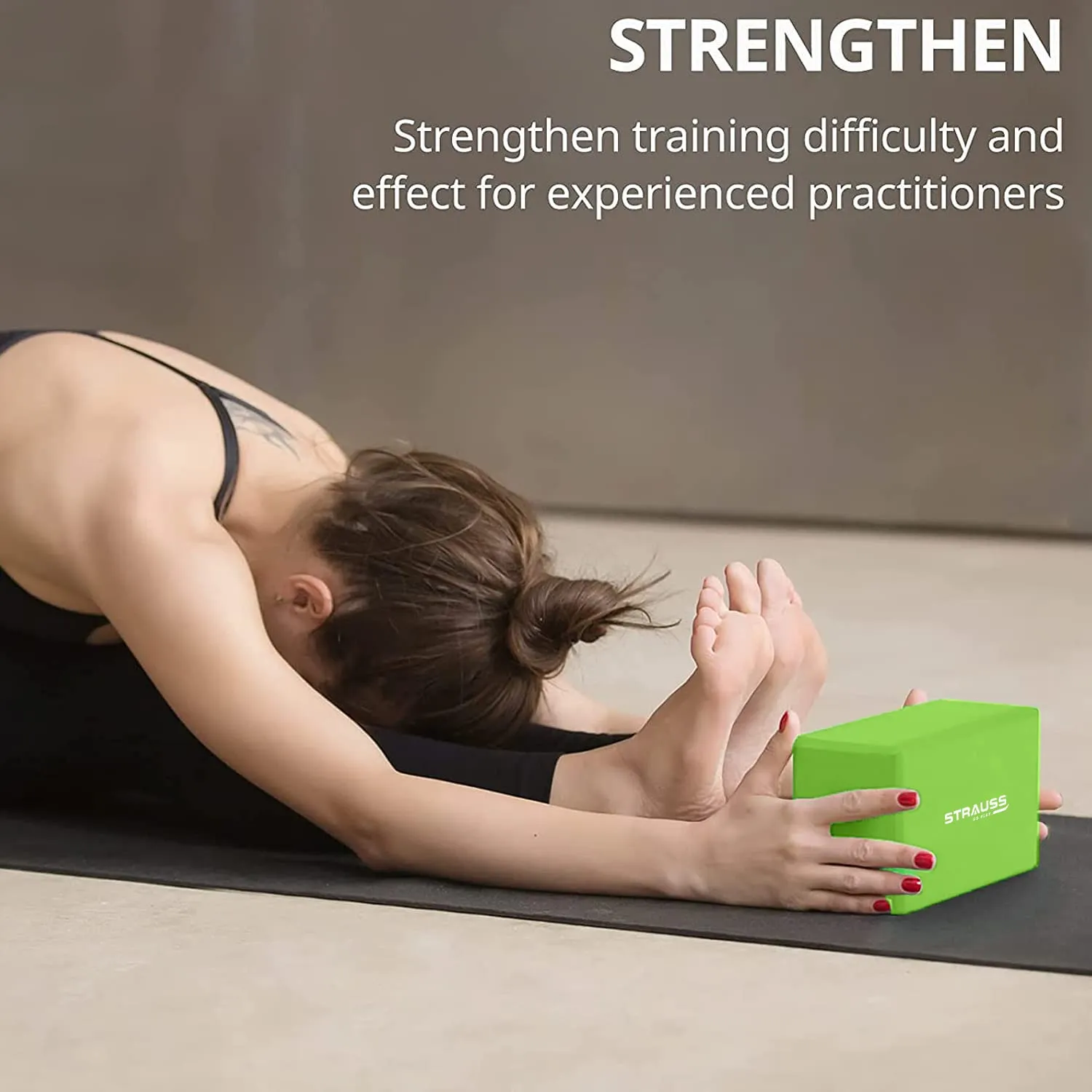 Strauss Yoga Block Pair, (Blue) with Yoga Belt
