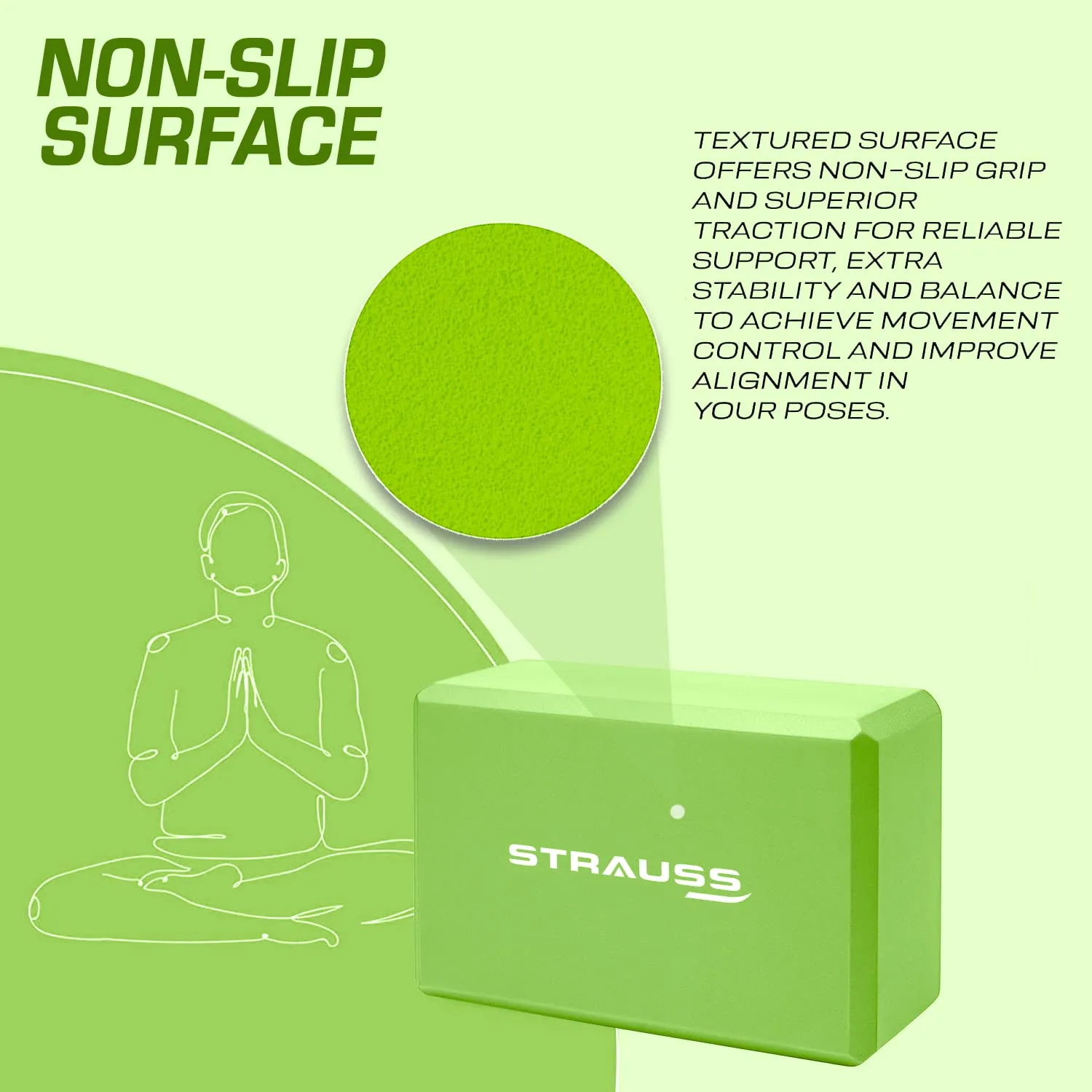 Strauss Yoga Block Pair, (Blue) with Yoga Belt