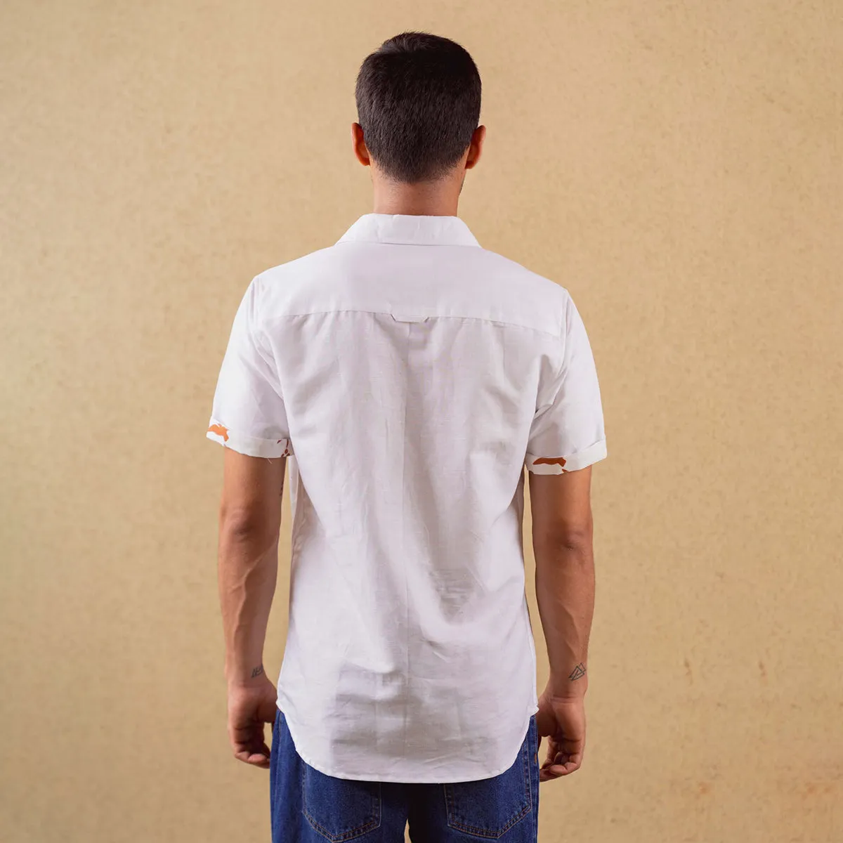 Tencel Solid Shirt For Men | Half Sleeves | White