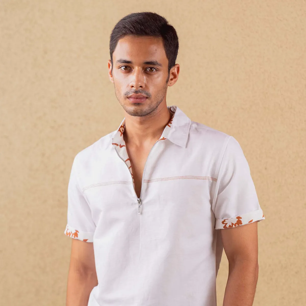 Tencel Solid Shirt For Men | Half Sleeves | White