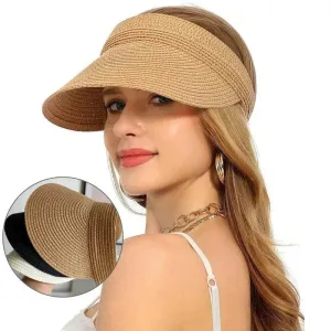 UV Protection Wide Brim Adjustable Straw Sun Visor Hat