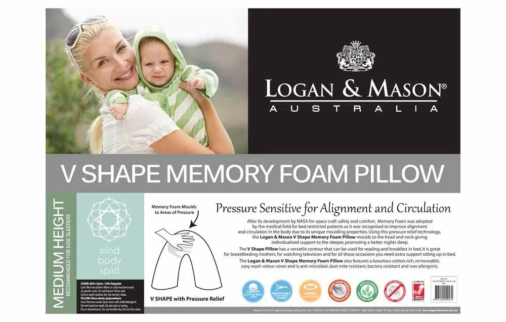 V Shape Memory Foam Pillow by Logan & Mason