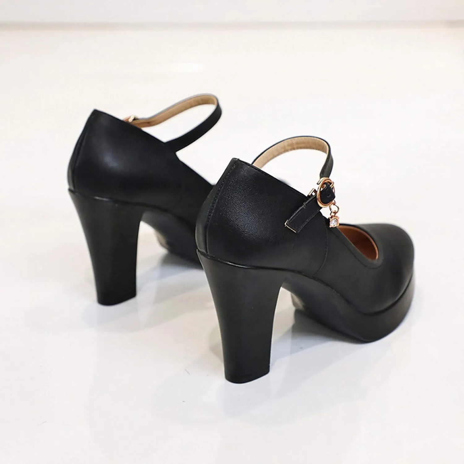 Women's Pumps Closed Round Toe High Heels Platform Block Heeled Comfortable Arch Support Office Work Dress Shoes