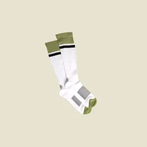 Women's White/Black/Green Compression Socks with Grips - 1 Pair