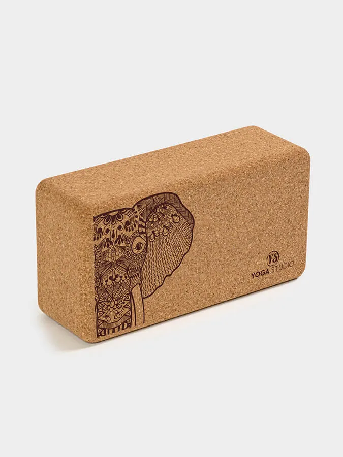 Yoga Studio Standard Size Cork Yoga Brick - Elephant