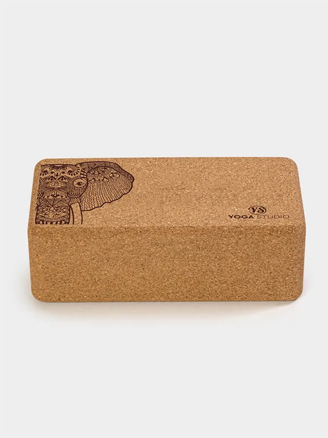 Yoga Studio Standard Size Cork Yoga Brick - Elephant