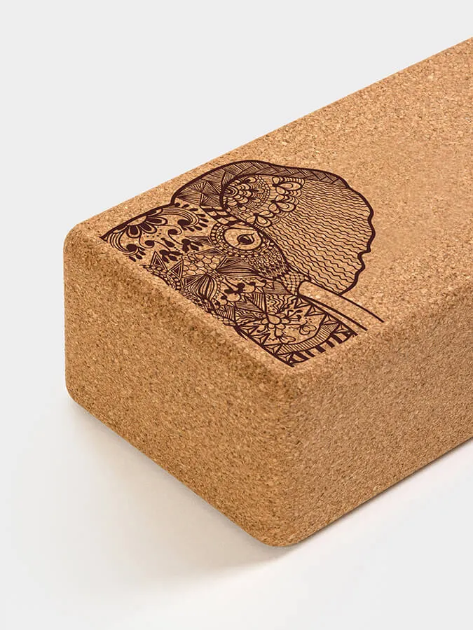 Yoga Studio Standard Size Cork Yoga Brick - Elephant
